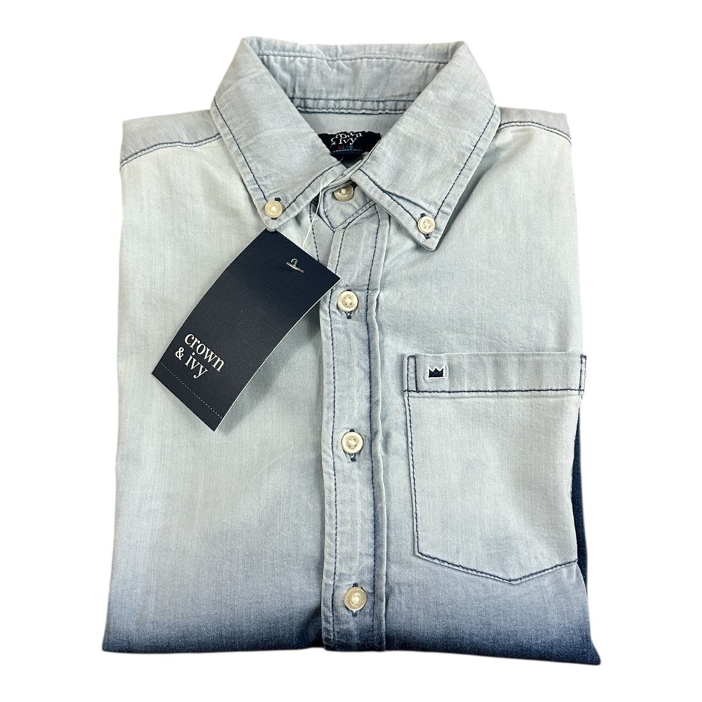Crown & Ivy Kids Ombre Denim Button-Down Shirt – Size Small (S) – New With Tags